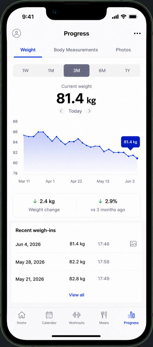 Everfit app — progress tracking