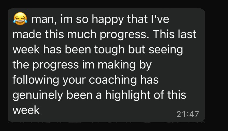 WhatsApp message from a coaching client