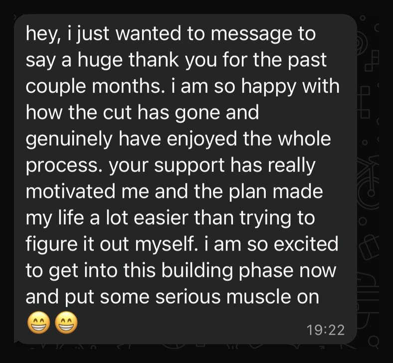 WhatsApp message from a coaching client